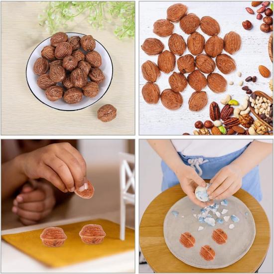 Ciieeo 50pcs Artificial Walnut Fake Nuts Realistic Almonds Decor Fake Almonds Fake Walnut Faux Almonds for Crafts Walnut Models Kitchen Party Food