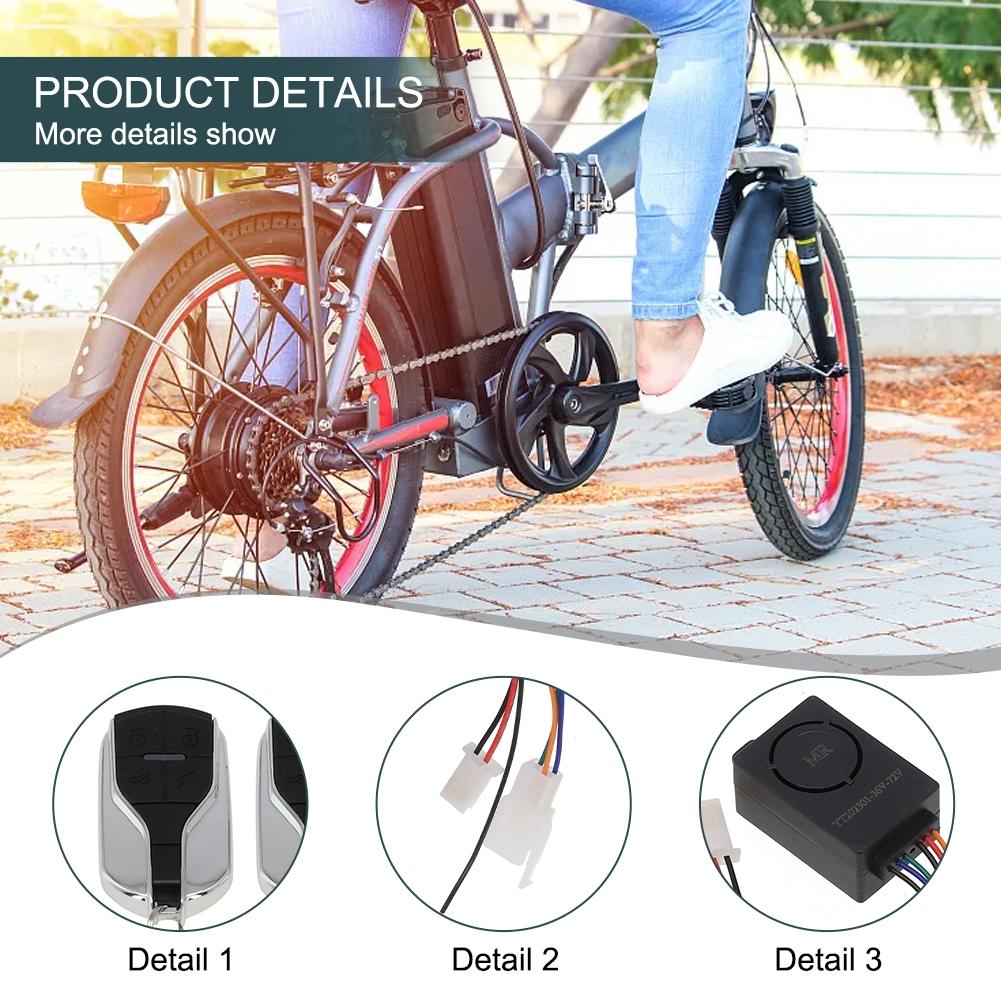 Control Box Remote Control Wireless 36-72V Alarm Anti-theft Black Lock
