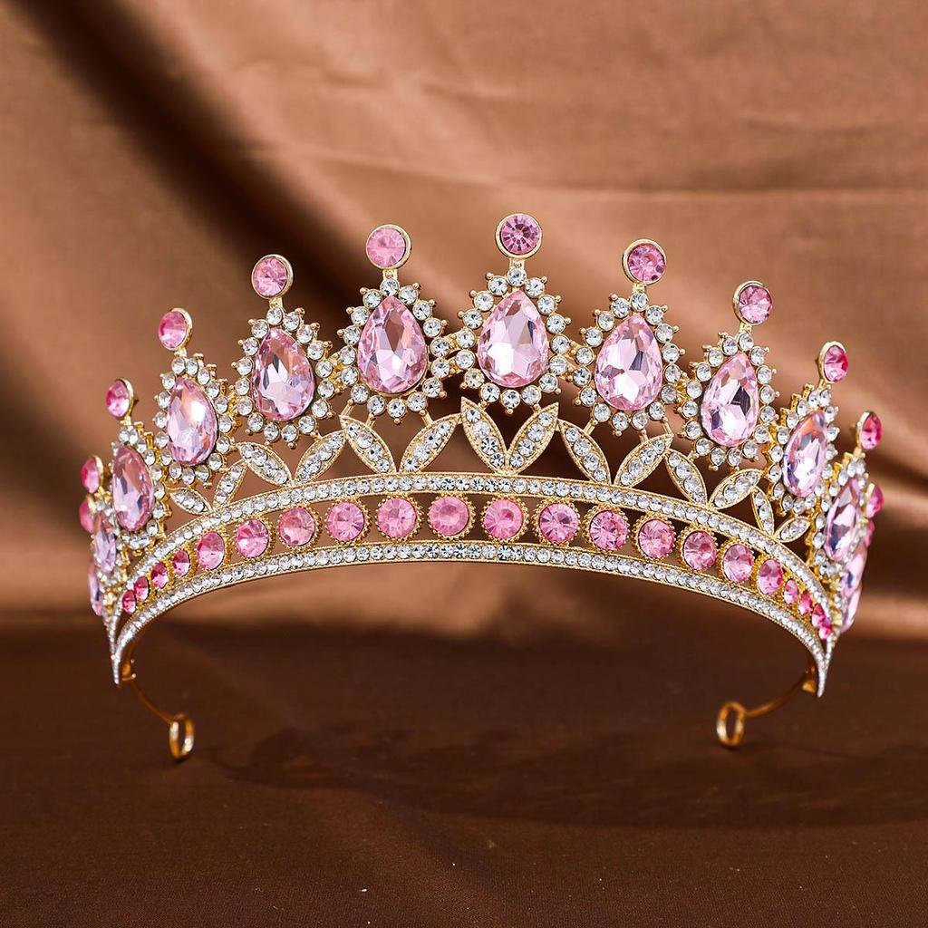 European & American Tiara Bridal Headwear: Princess Crown with Alloy & Inlaid Diamonds