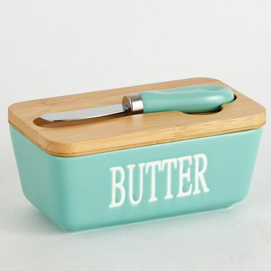 European-Style Ceramic Butter Dish with Lid - Cheese Storage Box for Fresh-Keeping In Kitchen