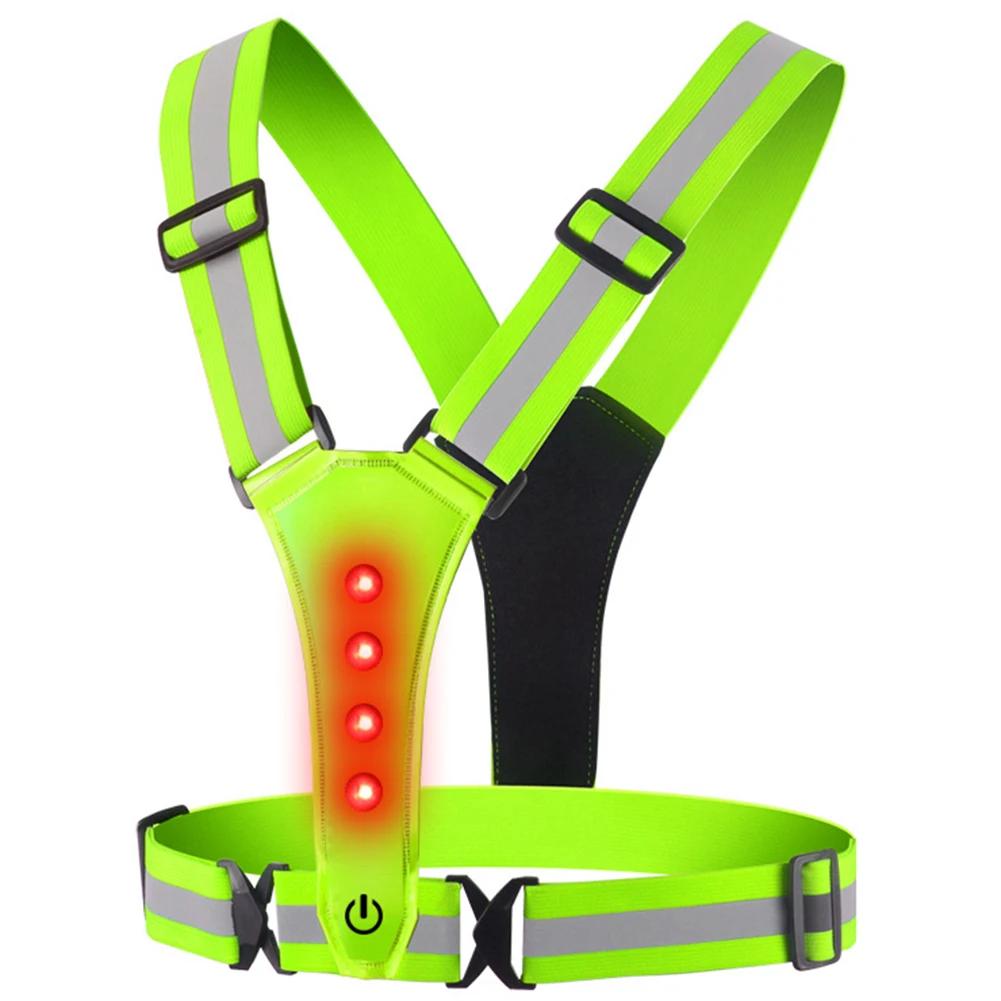 Safety Vest USB Rechargeable Adjustable & Elastic High Visibility Running Vest LED Safety Running Vest for Runners Night Walking