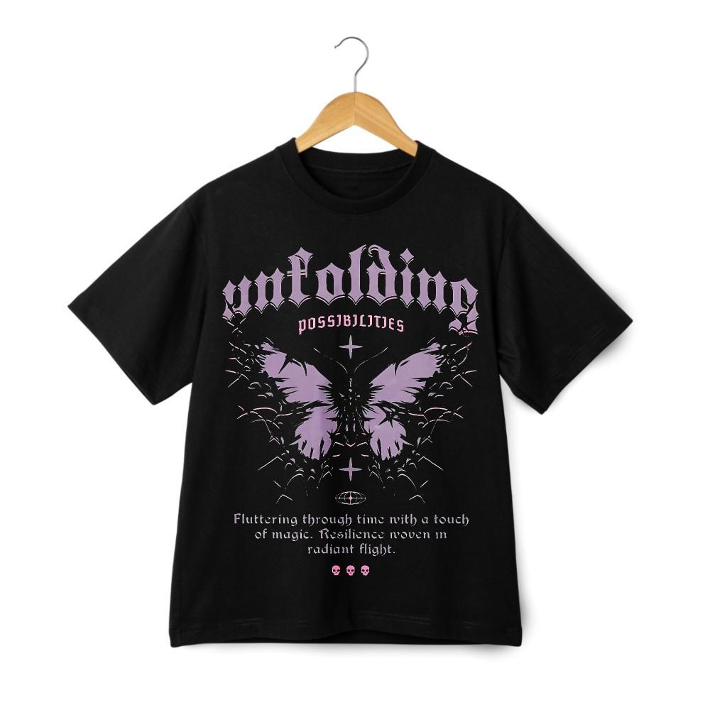

Unfolding Butterfly Graphic T-Shirt – Bold Gothic Style Streetwear Unisex Tee 2XL