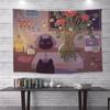 Cute Cat Print Background Cloth Office Living Room Tapestry Home Wall Decoration Tapestry