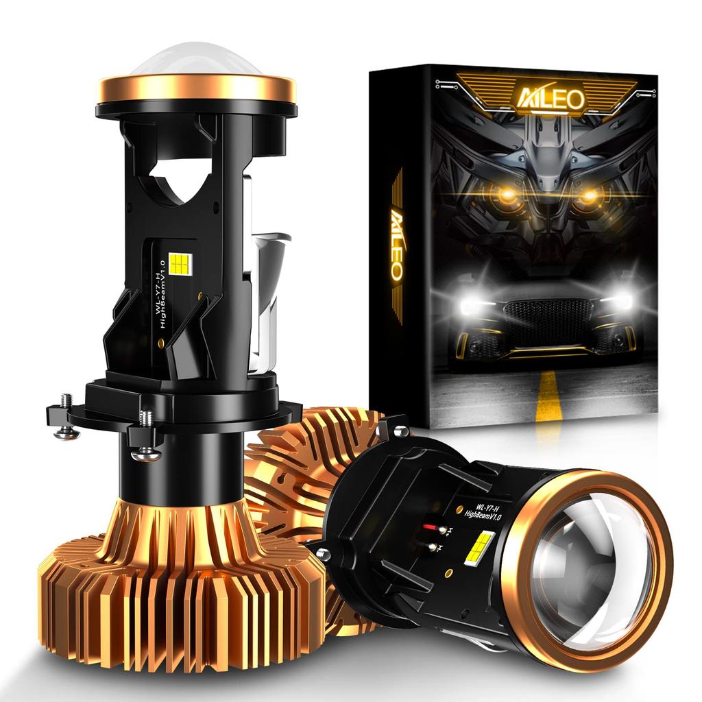 AILEO 2024 Kit H4 LED Headlight with Mini Projector Lens for Left Hand Drive,