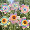 1 Piece Colorful Film Double-Layer Sunflower Windmill Rotating Sunflower Wind Spinner Stake Standing Lawn Flower Pinwheel