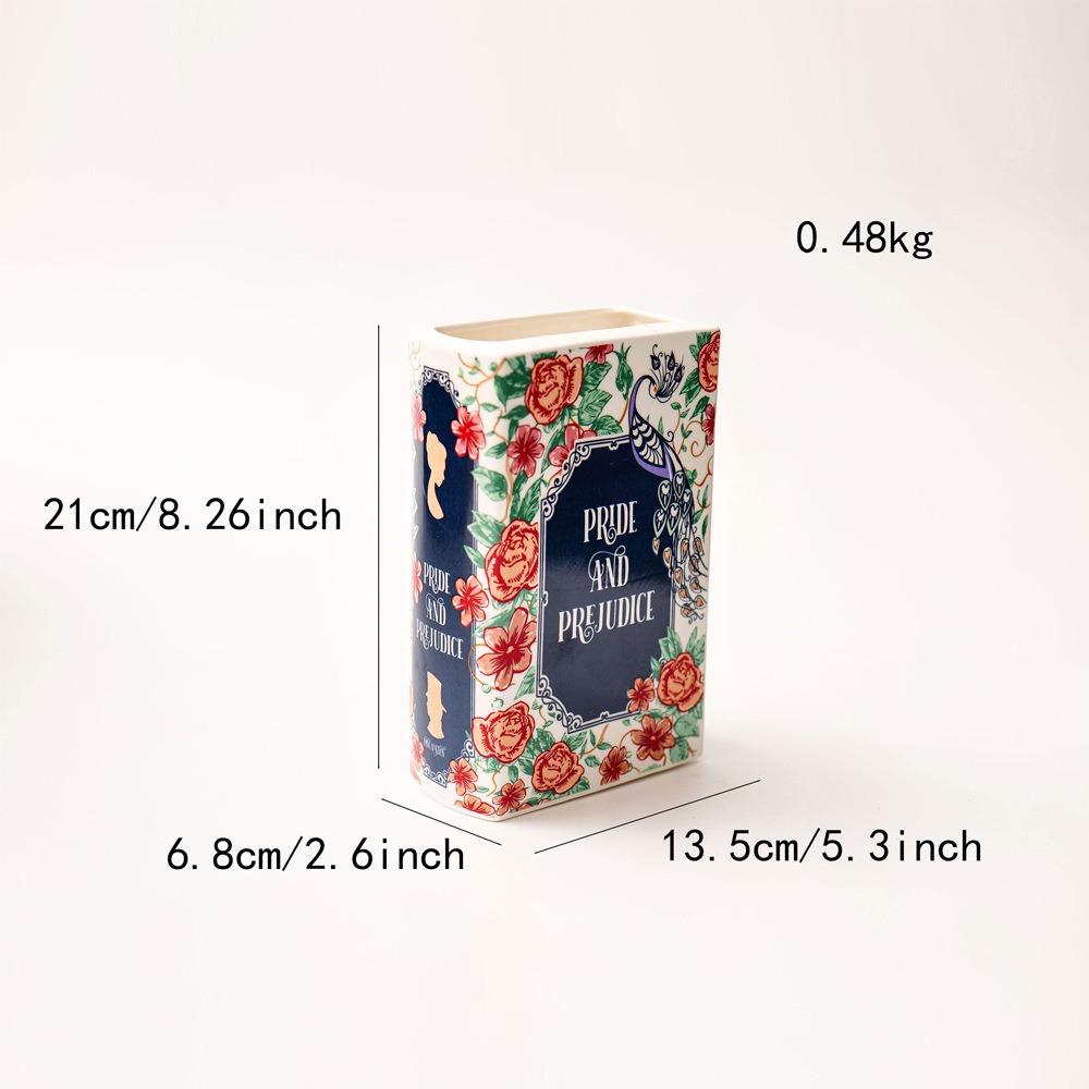 Ręcznie robiony ceramiczny wazon na kwiaty, aranżacja kwiatowa, wazon w kształcie książki, kreatywny wazon dekoracyjny z ceramiki w kształcie książki