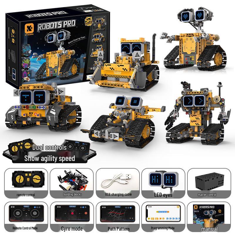 Fünf-in-Eins Programmierbarer Wall-E Roboter: Montagebausteine, Elektrische Wissenschaftliche Bildung, Fernbedienung, Kompatibel mit Lego