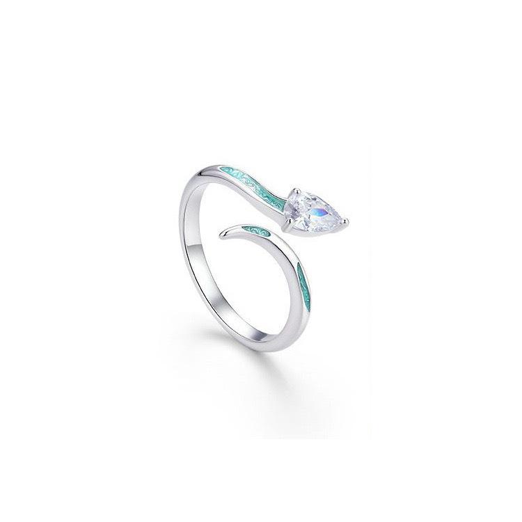 New Ice Island Spirit Snake Couple Ring Light Luxury Niche Premium Enamel Opening Ring Valentine's Day Girlfriend