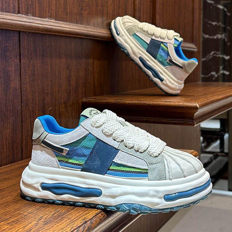 Leather Casual Mens Flat Shoes Designer Brand Campus Youth Student Skateboard Shoes Outdoor Thick Bottom Wear-resistant Sneakers