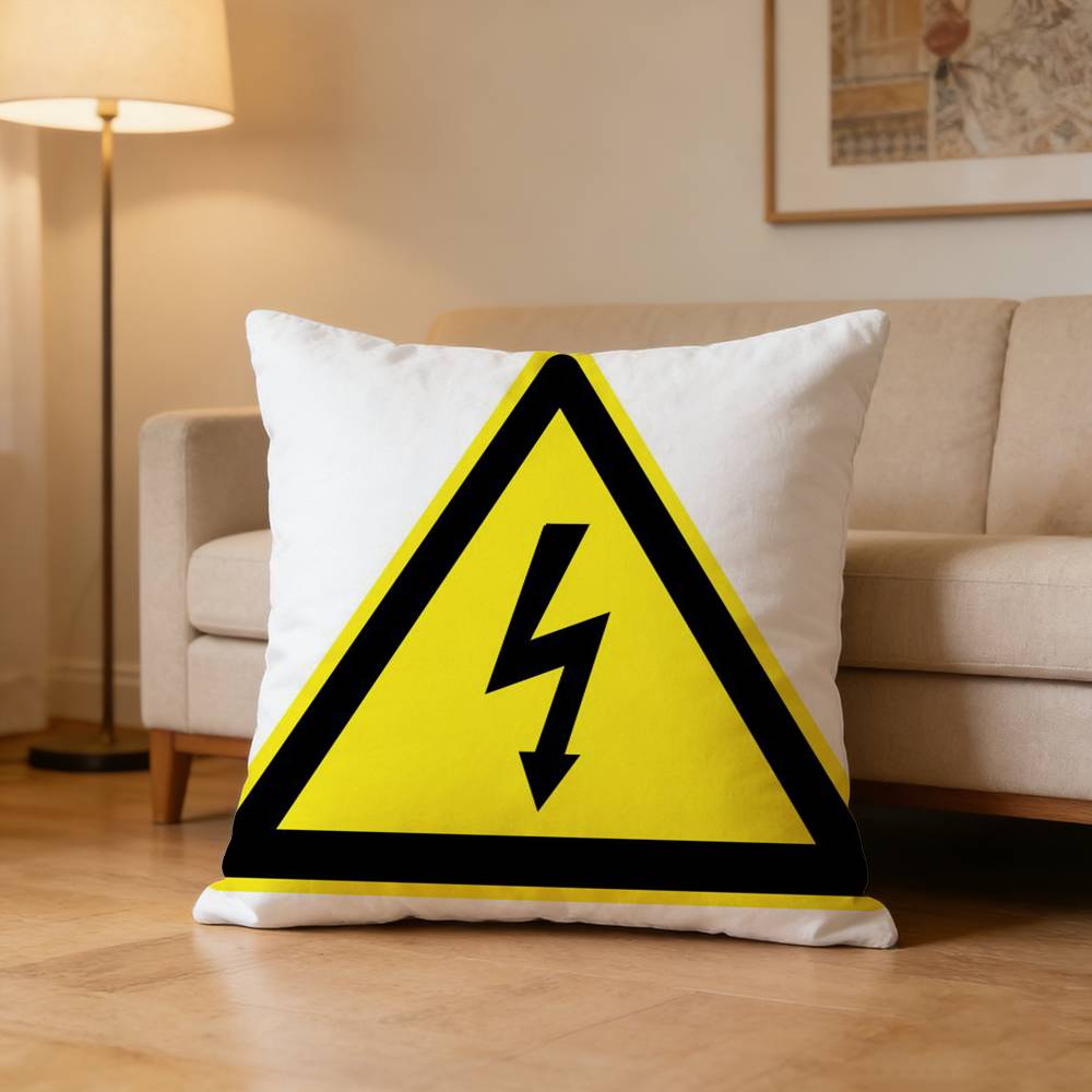 Warning Icon Danger Banning Pillow Case For Sofa Living Room Home Office Decor Protective Cover