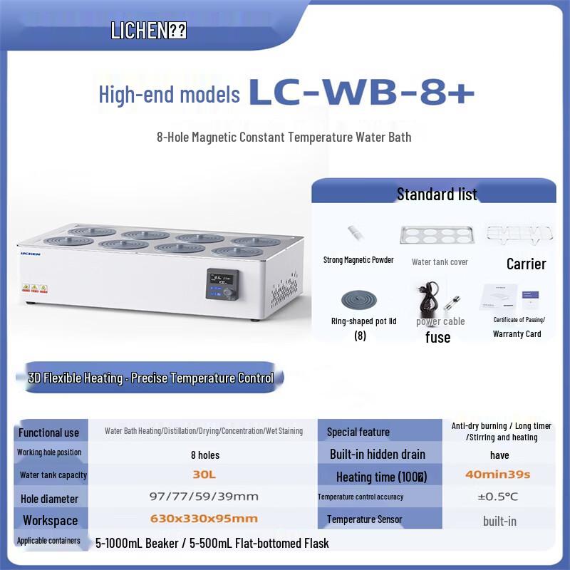 Lichen LC-WB-8+ Thermostatic Water Bath