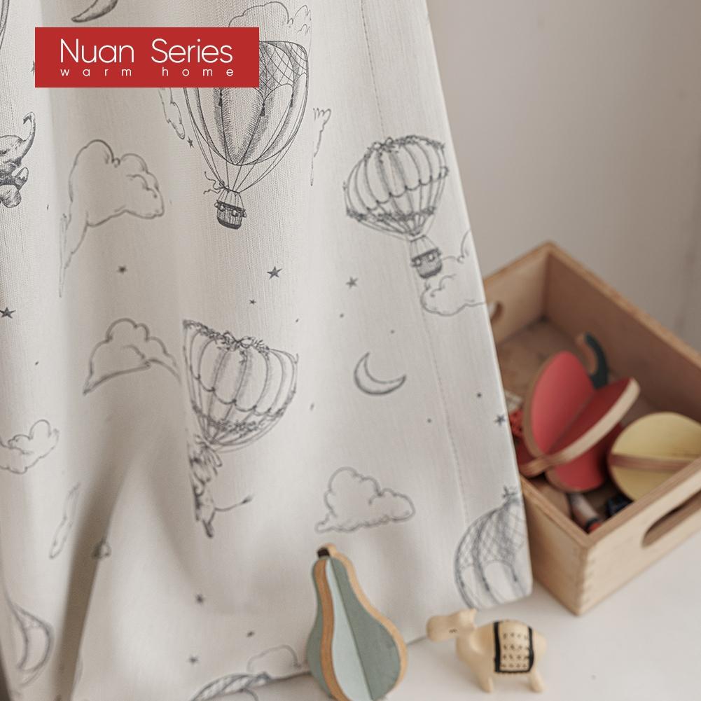 1PC Nuan Series Dumbo Hot Air Balloon Blackout Curtains, Simple Hand-painted Children's Room Curtains for Bedroom Living Room Home Decor