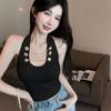 Summer Women'S Sexy Metal Chain Decoration Halterneck Sleeveless Slim Camisole