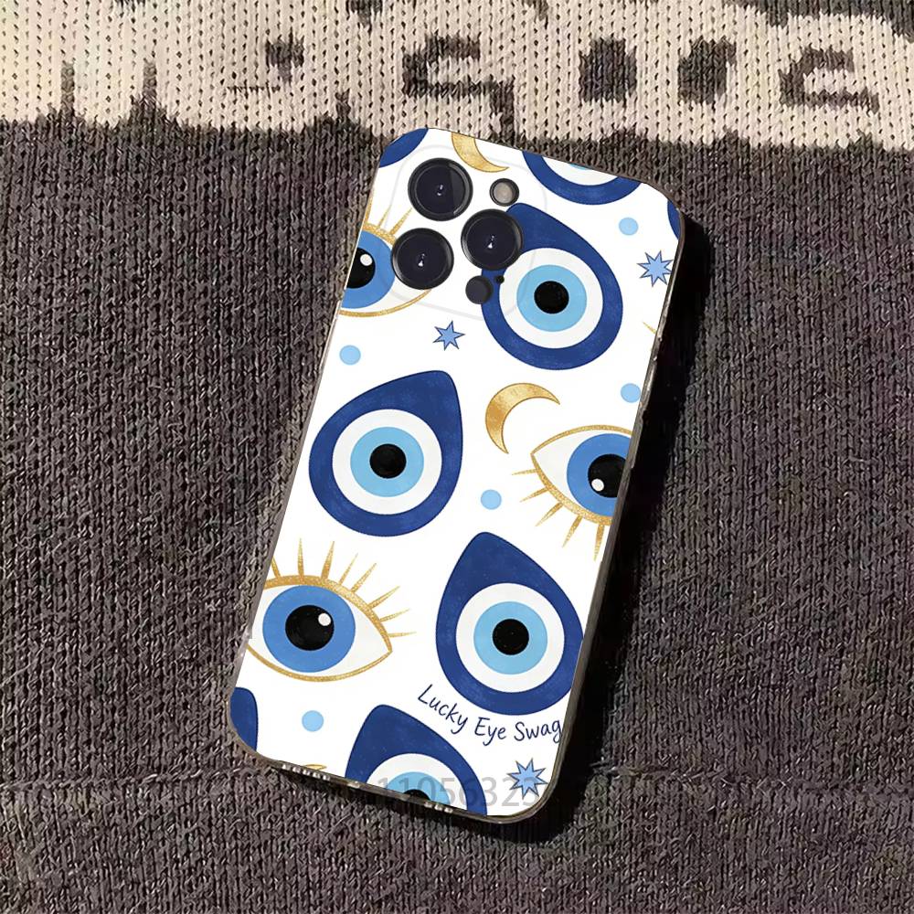 Lucky Eye Blue Evil Eye Print Phone Case for iPhone 11Pro 13 12 11 Pro Max 16e 17 Air 16 15 14 Plus 11ProMax