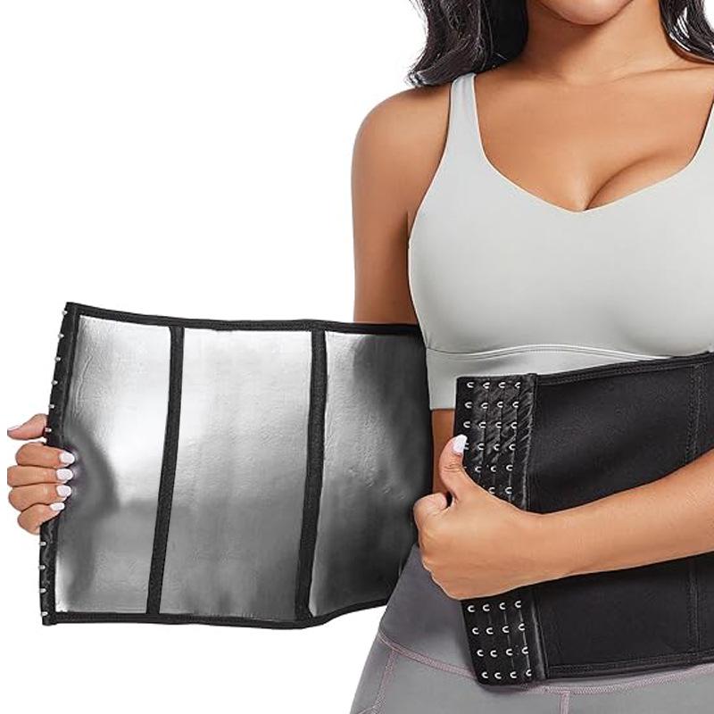 Women's Four-Row Hook-and-Eye Silver Latex Waist Trainer Body Shaper for Tummy Control