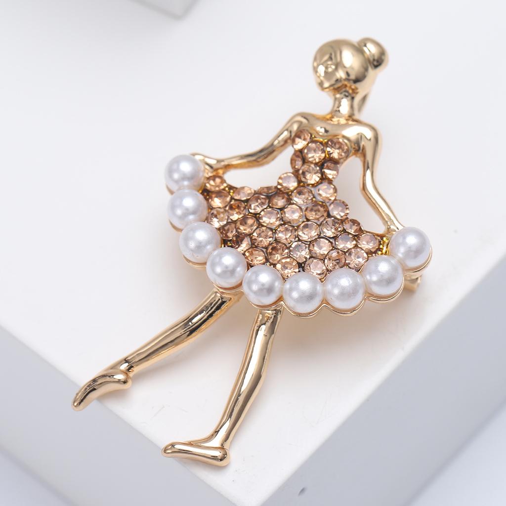 Fashion Alloy Dance Girl Rhinestone Brooch Pin One Piece Hair Accessories