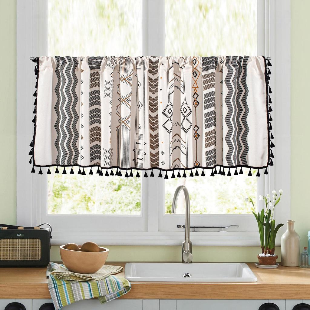 Yimanqiyun Blue Floral Window & Door Curtains, Coffee & Kitchen Washbasin Dustproof Cover