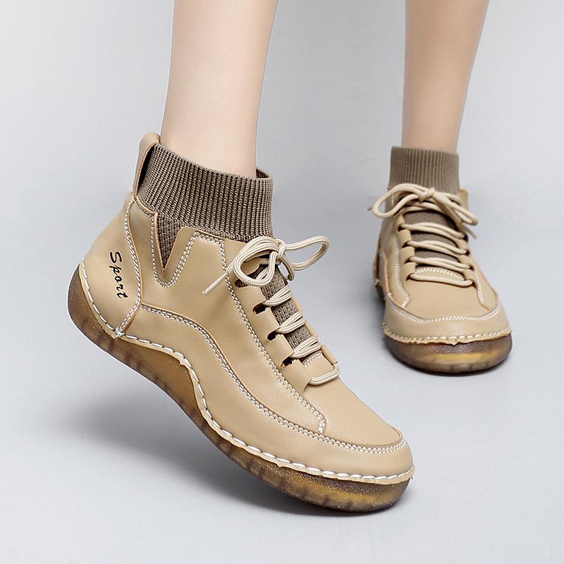 Women Hiking Shoes Driving Shoes High Top Beige Green Black Ankle Boots Casual Plus Size Outdoor Shoes