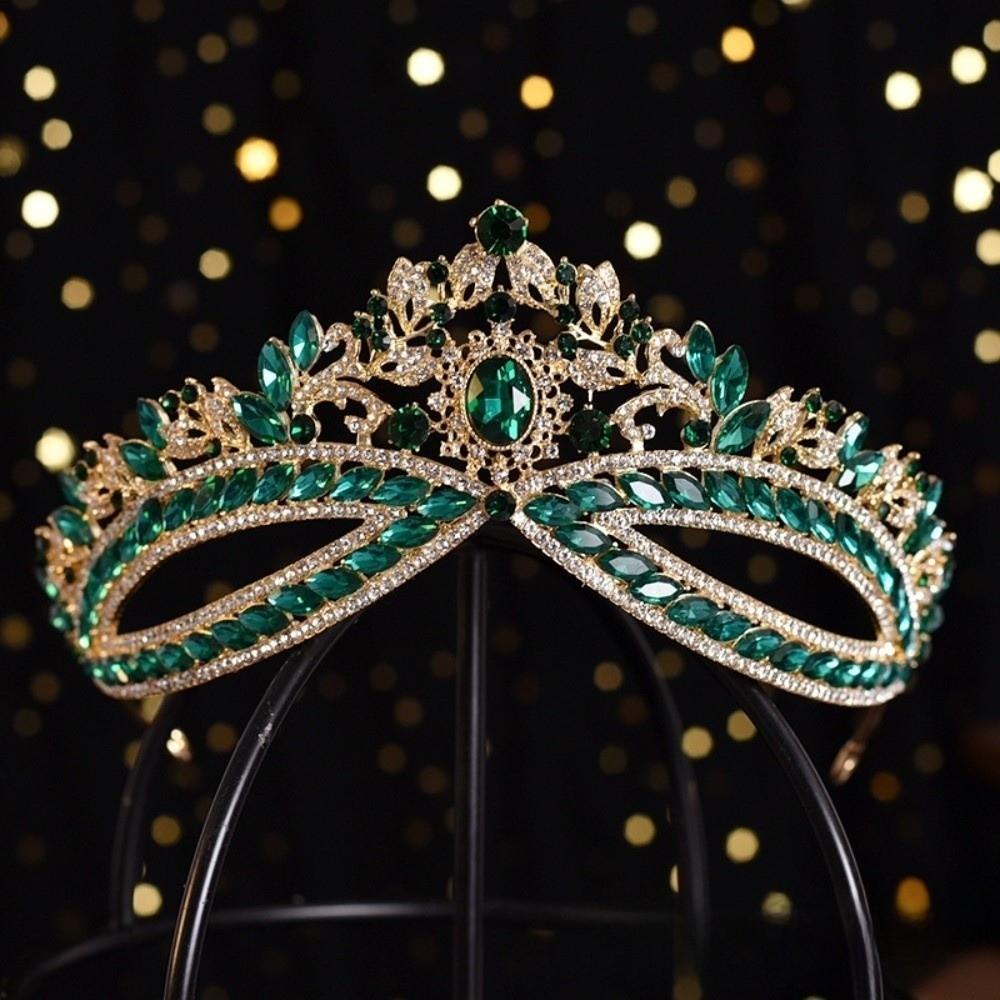 Gorgeous Design Bridal Tiara Baroque Style Queen Crown Wedding Crystal Crown  Wedding Ceremony золотой/зелёный