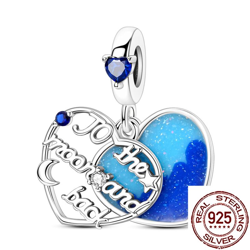 Charms Copper Moon Star Night Sky Galaxy Celestial Dangle Beads Fit Snake Chain Bracelet Necklace Women Diy Jewelry