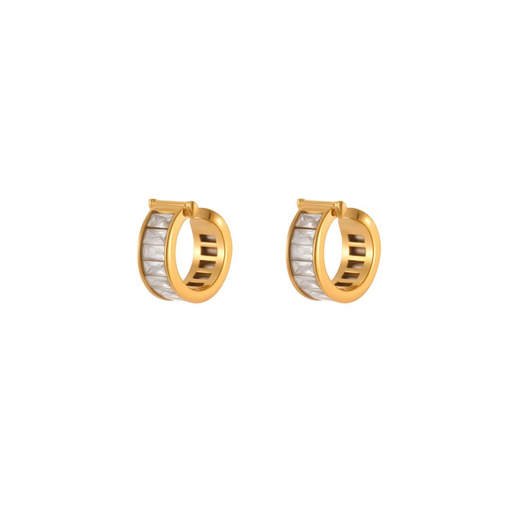GEMCHIC Women's Stainless Steel Geometric C-Shape Earrings Trendy OL Style Fashion Jewelry