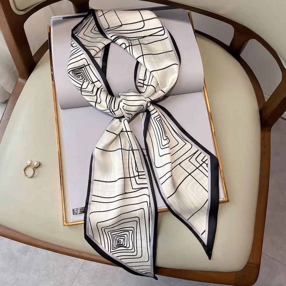 Long Silk Scarf Bag Tie Lady Neck Skinny Scarves Hairband Foulard Horse Print Brand Lady Neckerchief Ribbon  Spring New