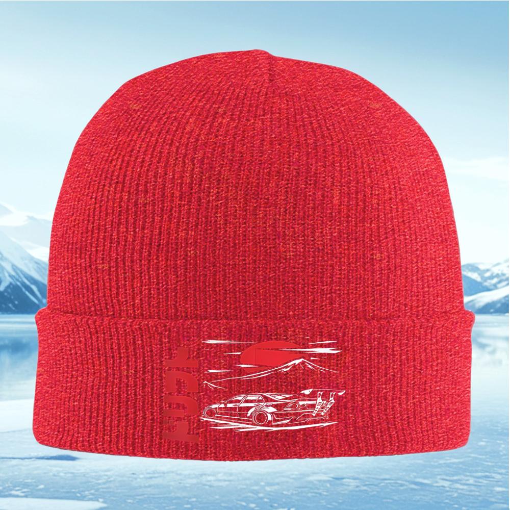 

Car drifting sunset mountain design Men Women Unisex Knitted Hat Beanie Pullover Cap Winter Thermal Warm Christmas Outdoor Cycli
