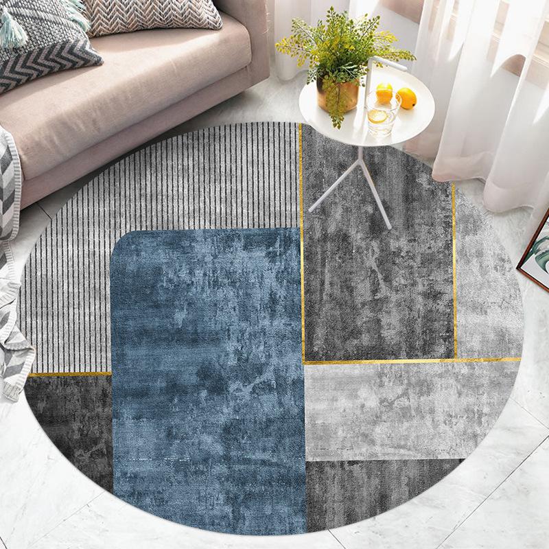 Fashion Round Rug Home Anti-Slip Gold Floor Mat Children's Bedroom Carpet Living Room Carpet