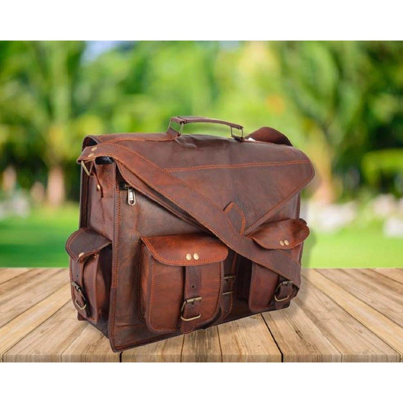 

Качественная сумка из натуральной кожи Винтажный портфель Сумка-мессенджер для ноутбука Наплечная сумка 18 x 14 x 6 in