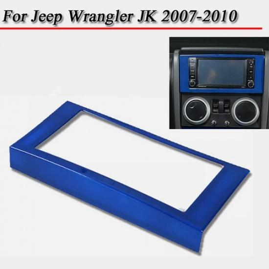 For Jeep Wrangler JK 07-10 Dashboard Navigation Screen CD Frame Trim Cover Blue