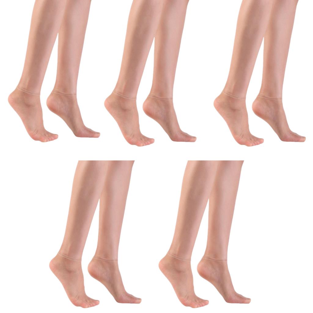 5 Pairs Soft Silky Stockings for Womens Sheer Ankle Socks With Elastic Cuffs Ultra Thin See Through Low Cut Boat Socks