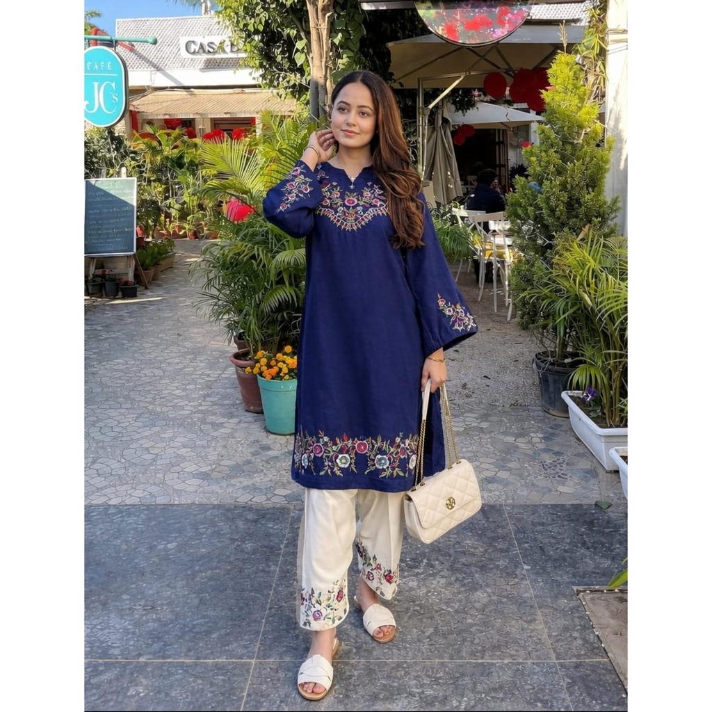 Bollywoodowe Ubrania na Imprezę Etniczny Zestaw Kurti Palazzo Indyjski Pakistański Top Kurta Zestaw ze Sznurkiem