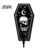 Entrance Hall Storage Halloween Gothic Wooden Wall Hook with Moon Star Skeleton Patterns, Decorative Retro Key Hanger for Bedroom Accessory
