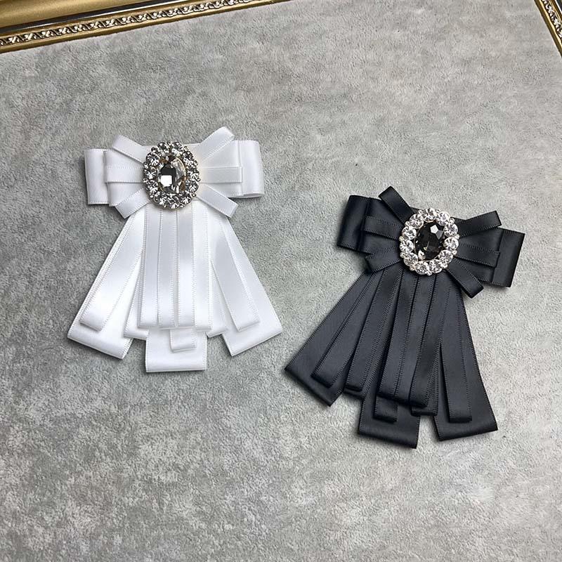 French Elegant Ribbon Bow Brooch Exquisite Black Bow Corsage Mourning Brooch Women Shirt Collar Pins Neckline Accessories