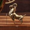 1 Stück Miniatur-Teetier-Figuren Messing Retro Bart Hochmütige Antilope Metall Kreatives Handwerk Haus Büro Schreibtischornament