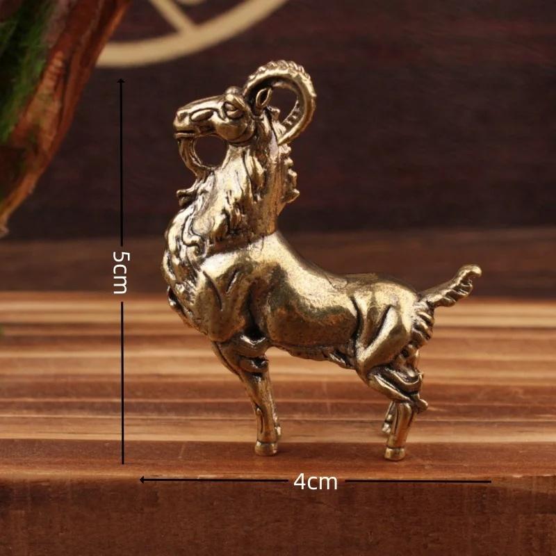 1 Stück Miniatur-Teetier-Figuren Messing Retro Bart Hochmütige Antilope Metall Kreatives Handwerk Haus Büro Schreibtischornament