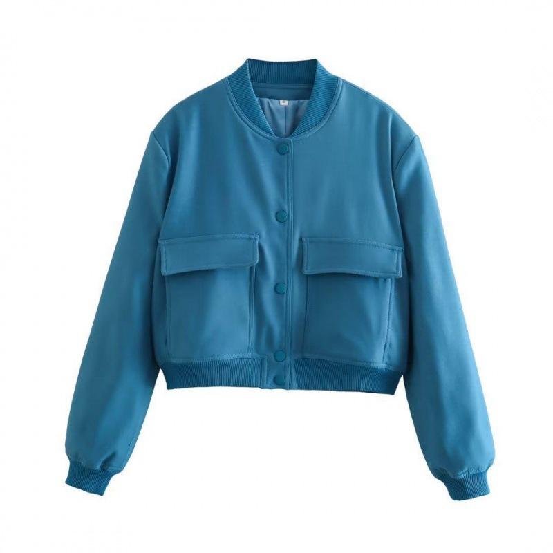 Chaqueta bomber blanca de aviador con botones para mujer, abrigo corto de manga larga, estilo aviador, para otoño e invierno.