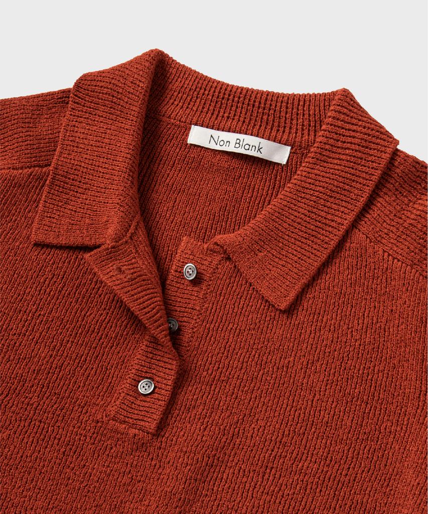 NONBLANK Raglan Half Sleeve Collar Knit_Crimson