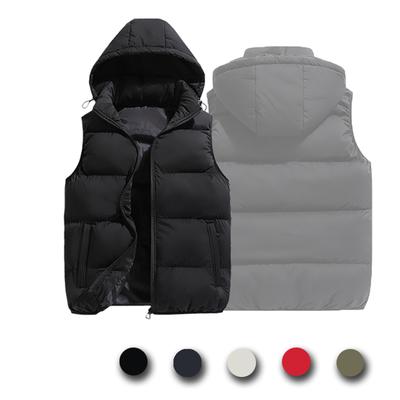 Men Trendy Sleeveless Down Thermal Hooded Vests Jackets Zipper Outdoor Winter Casual Waistcoat Windproof Jacket