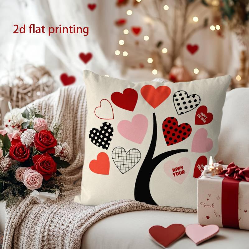 Poduszka z wzorem Drzewa Serca do Dekoracji Walentynkowej Poszewka na Poduszkę Odpowiednia do Sofy Sypialni Samochodu Poszewka na Poduszkę