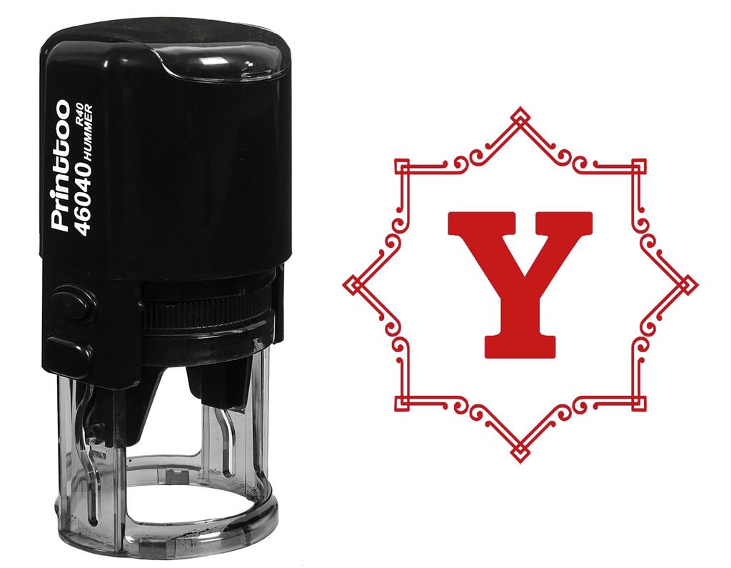 Printtoo Octagon Celtic Swirl Frame Y Alphabet Monogram Self Inking R-40 Rubber Stamp Office