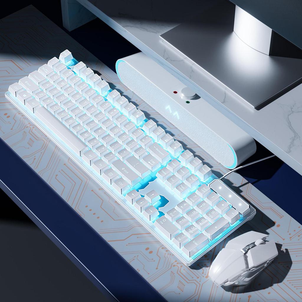 Mechanical Desktop Gaming Keyboard & Mouse Set for PC and Laptop