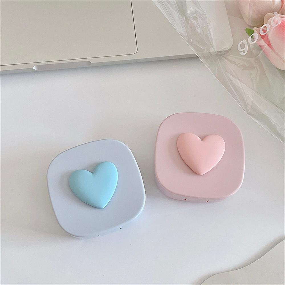 Contact Lens Box 8.6*8.6cm Storage Container Cute Companion Box Square Shape Portable Mirror For Contact Lens Storage Daily Use