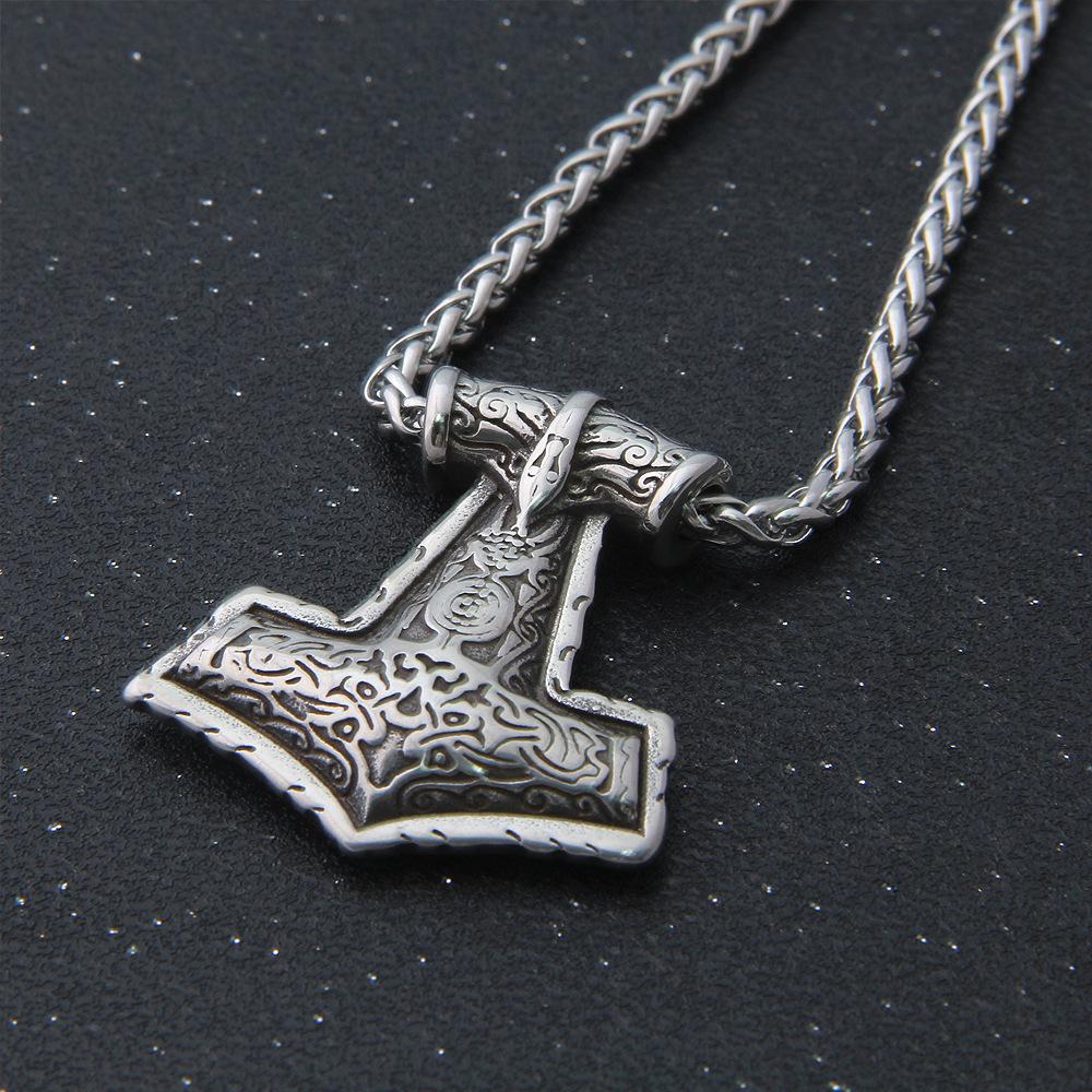 

Ожерелье из нержавеющей стали Молот Тора - Викингский рунический амулет-подвеска Мьёльнир серебряного цвета для мужчин и женщин, скандинавские ювелирные изделия, подарки Single Pendant