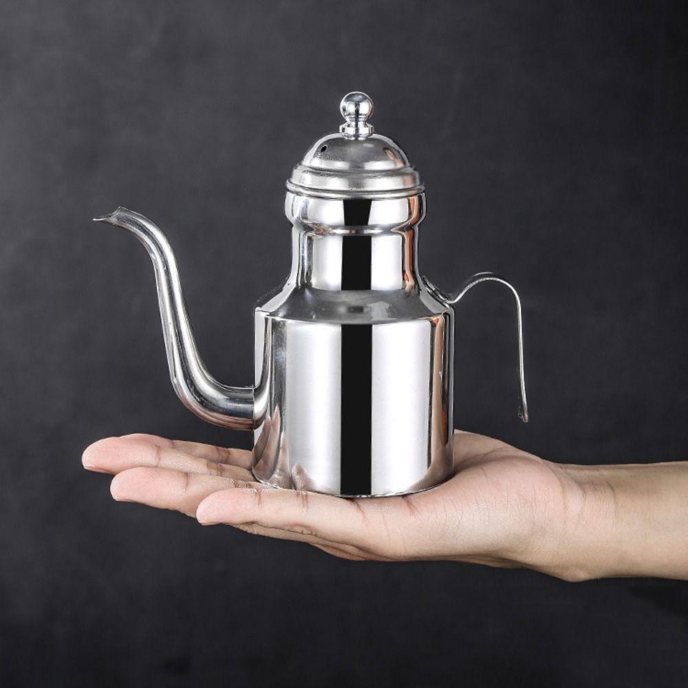 310/500ml Oil Pot Long Spout Vinegar Dispenser Stainless Steel Oil Bottle  Seasoning