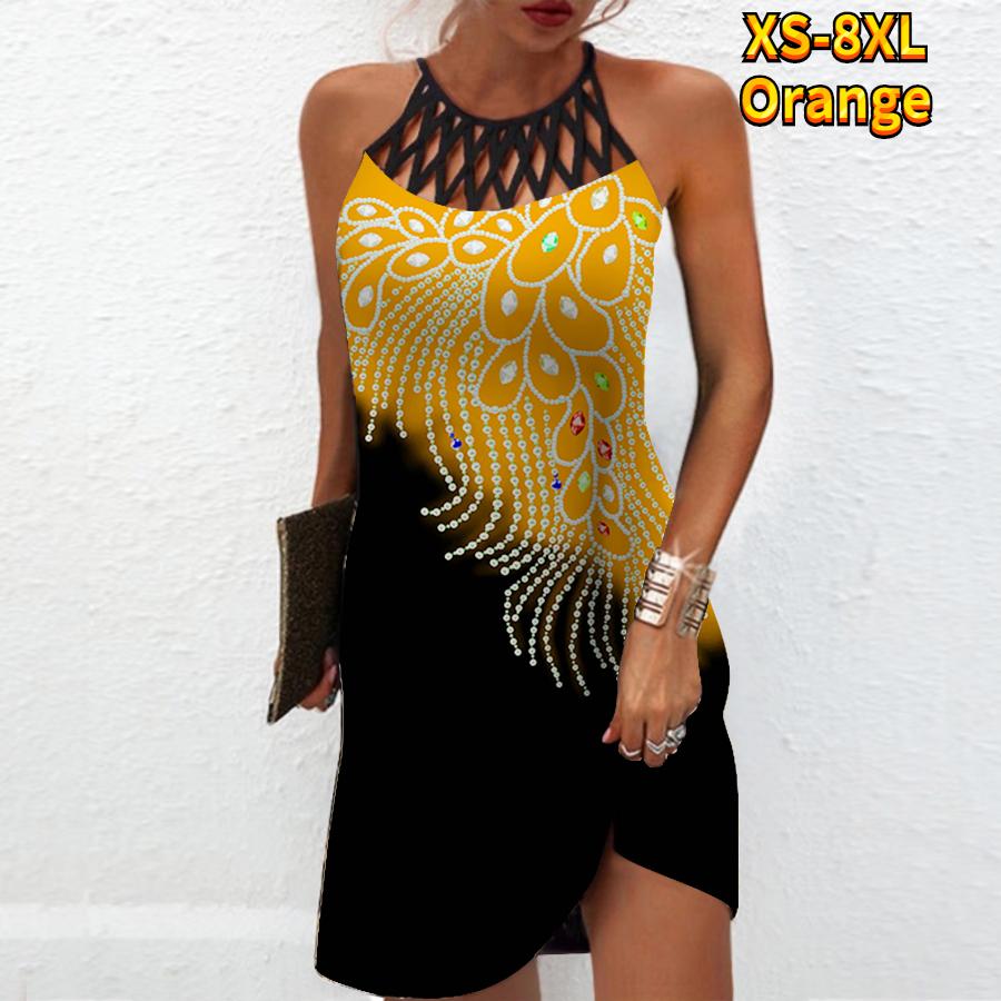 Sommermode Sexy Ärmelloses Kleid Weiches Lässiges 3D Glänzendes Diamantdruck Kleid Ärmelloses Trägerkleid Sommer Trägerkleid