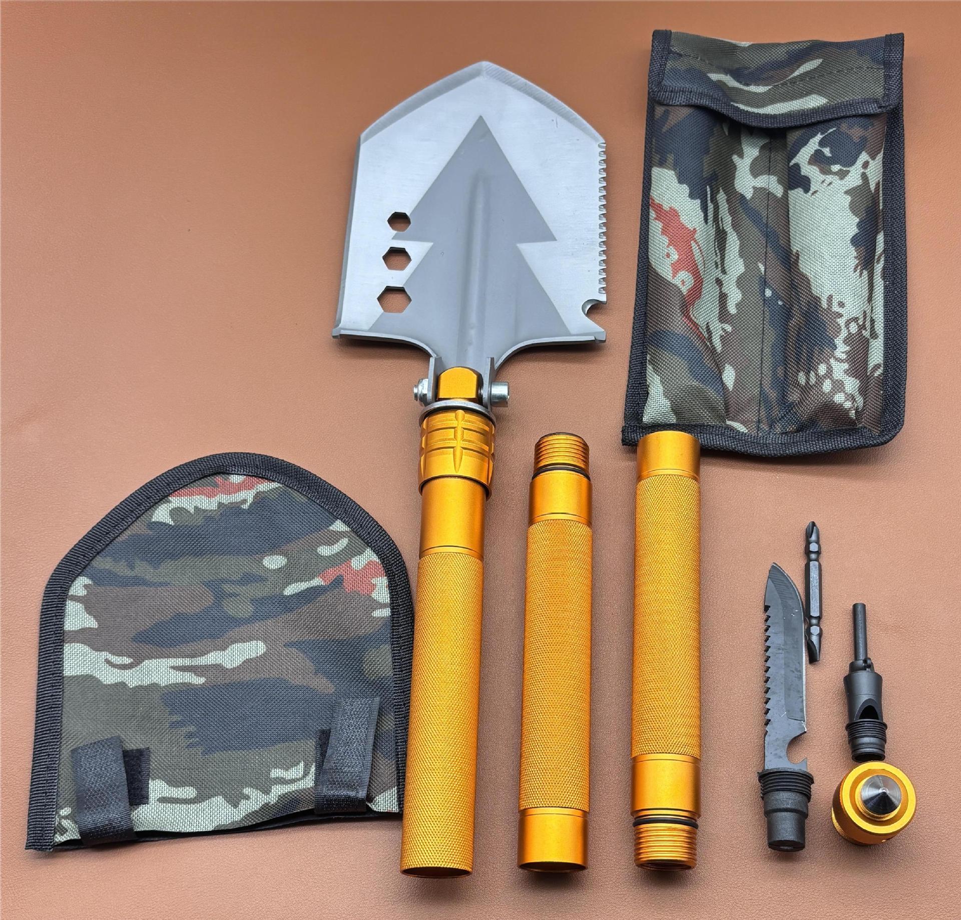Heavy-Duty High Manganese Steel Military Shovel for Outdoor Camping and Emergency Use золотой