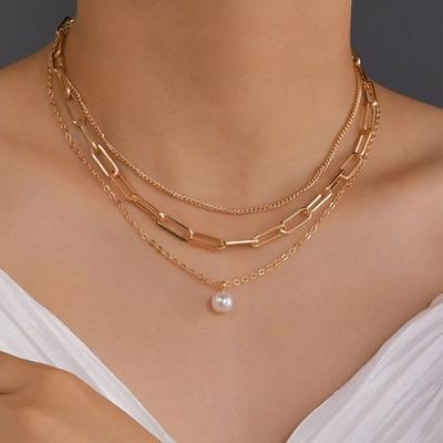 Vintage Pearl Charm Layered Necklace Women's Jewelry Layered Accessories for Girls Clothing Aesthetic Gifts Fashion Pendant