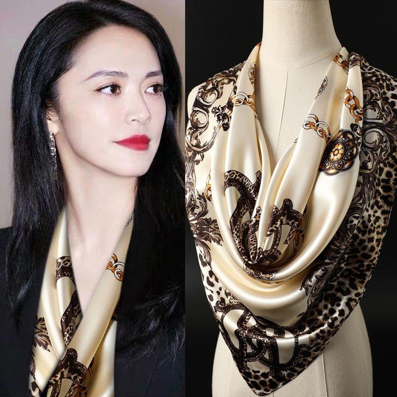 Vielseitiger Frühlings- und Herbstmode Dünner eleganter Damen-Seidenschal Atmungsaktiver Halsschal für Outdoor