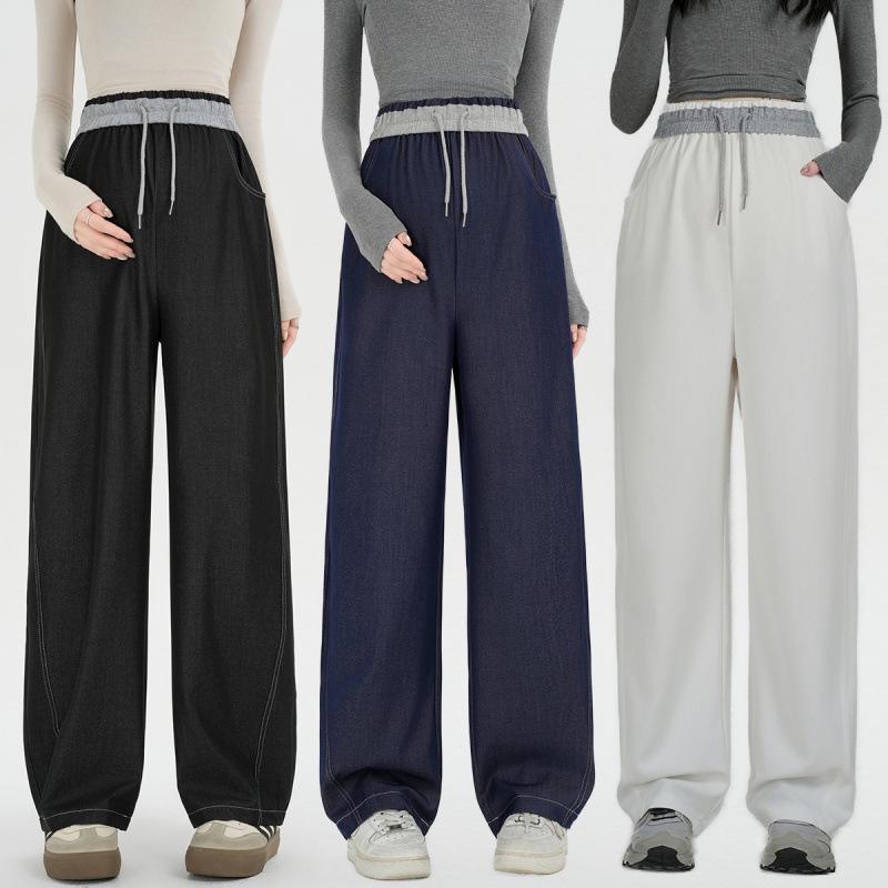 2026 Spring Korean Style Elastic Drawstring Maternity Wide-Leg Pants 2XL